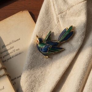 Vintage Colorful Enamel Bird Brooch